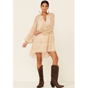 Show Me Your Mumu Birdie Mini Dress in Desert Snake Tiered Yellow Medium